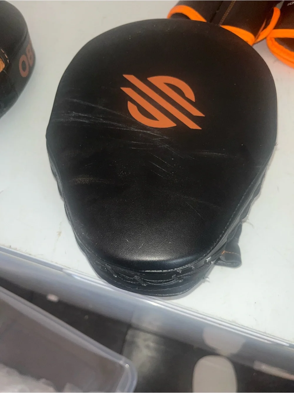 Adult Black and Orange Training Gloves and Mitts Set